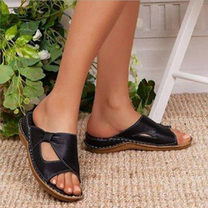 Frauen lässige tägliche bequeme Slip-On-Sandalen schwarz