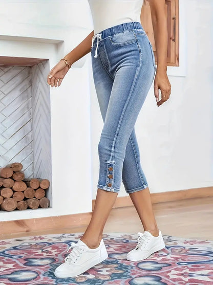 Aria - Elastische Denim-Jeans mit Praktischem Kordelzug