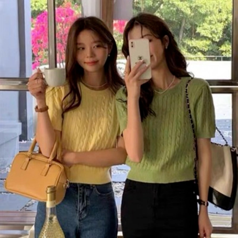 Short Sleeve Knit Sweater Top for Women - Eva