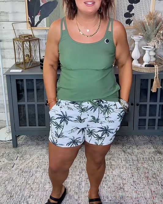Tankini Tanktop-Stylet Geradeschnitt Strandshorts