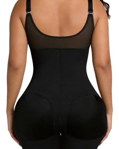 Damen Reißverschluss Spitze Bauchkontrolle Shapewear Bodysuit