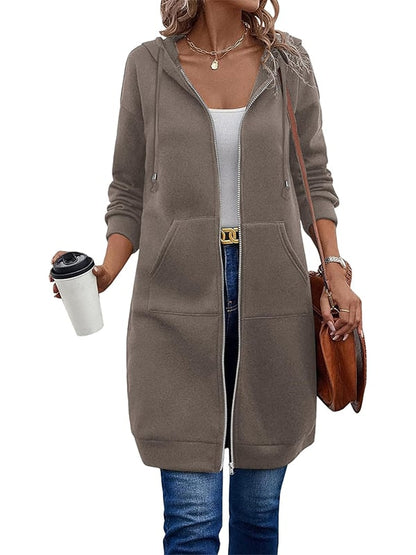 🔥✨Damen Fleece‑Kapuzenpullover mit Reißverschluss