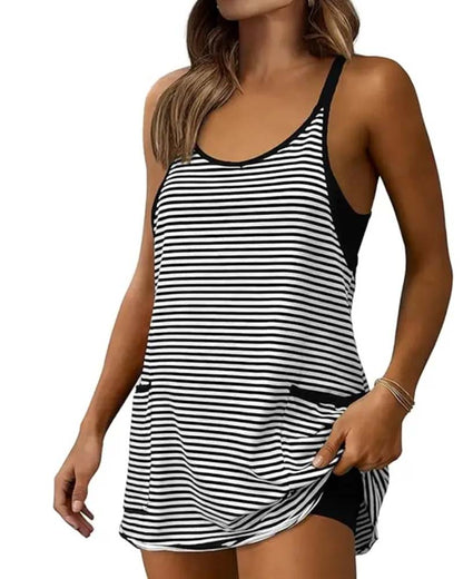 Jumpsuits Gestreift Ärmellos Camisole Lässig