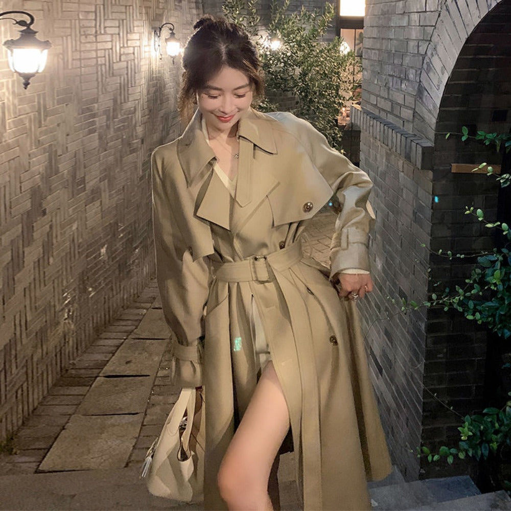 Double Breasted Trench Coat with Belt for Women - Iride