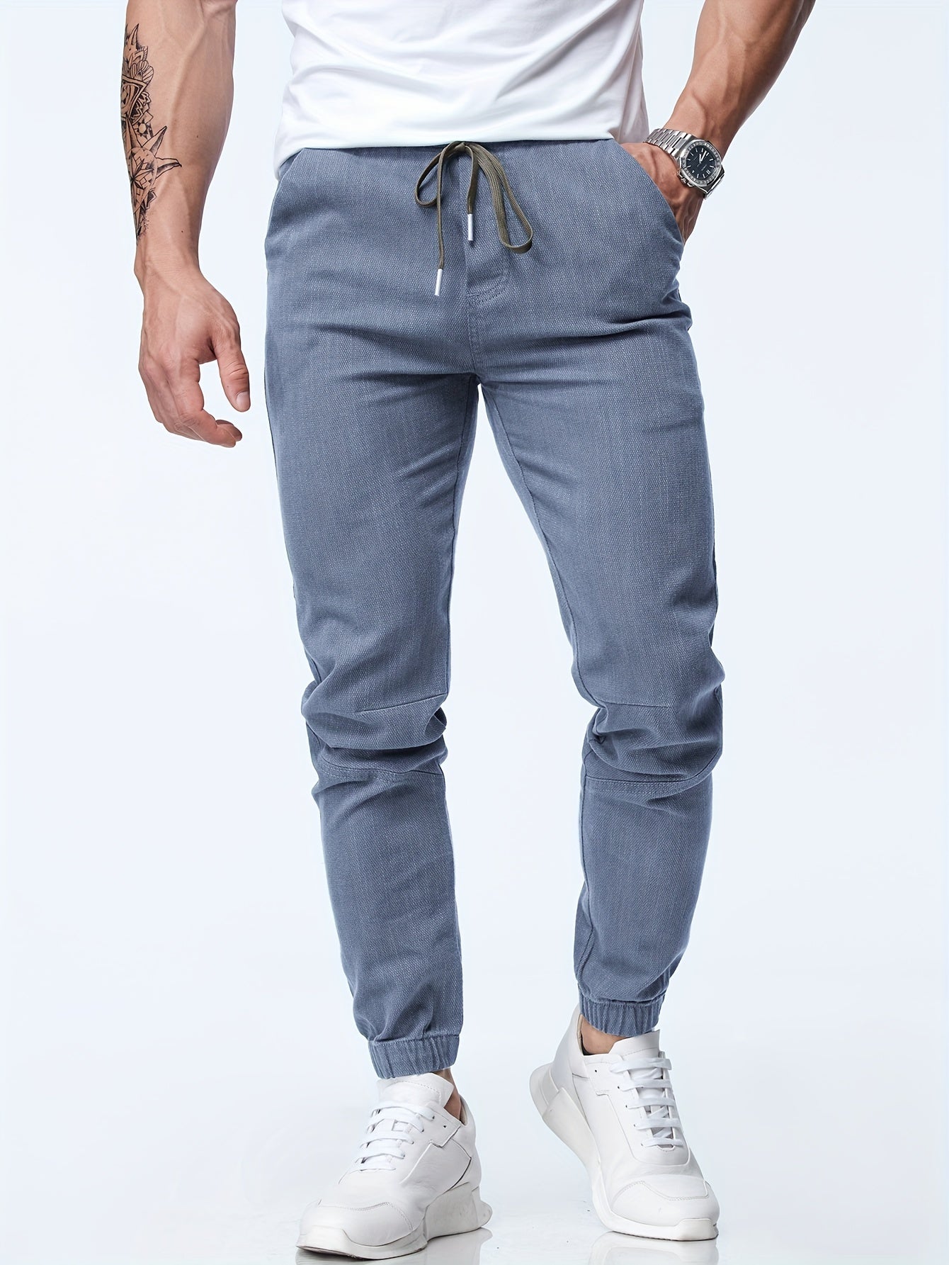 Grey Drawstring Jogger Jeans - Elias