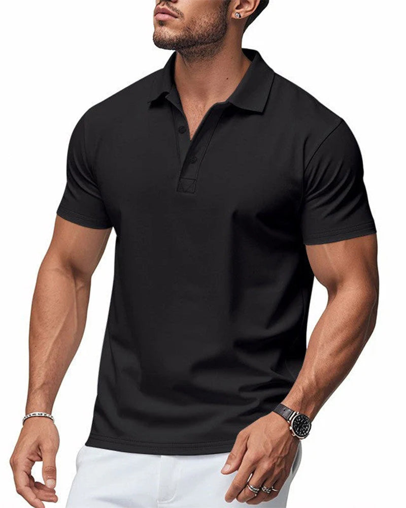 T-Shirt Herren Schnelltrocknend Kurzarm Revers
