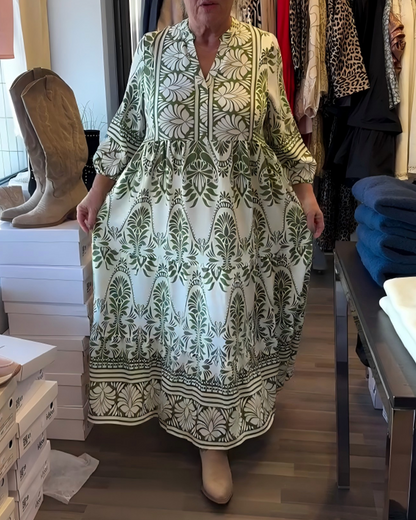 Kleid mit Blumenmuster und V-Ausschnitt