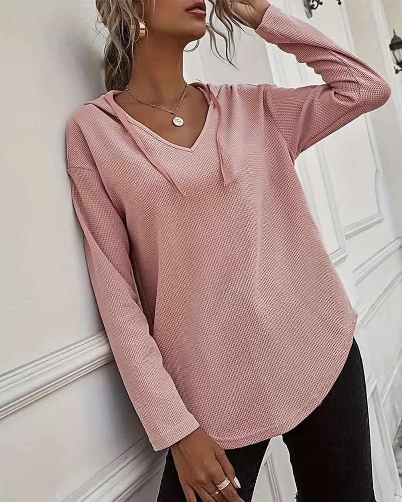 Bluse V-Ausschnitt Hoodie Unregelmäßig