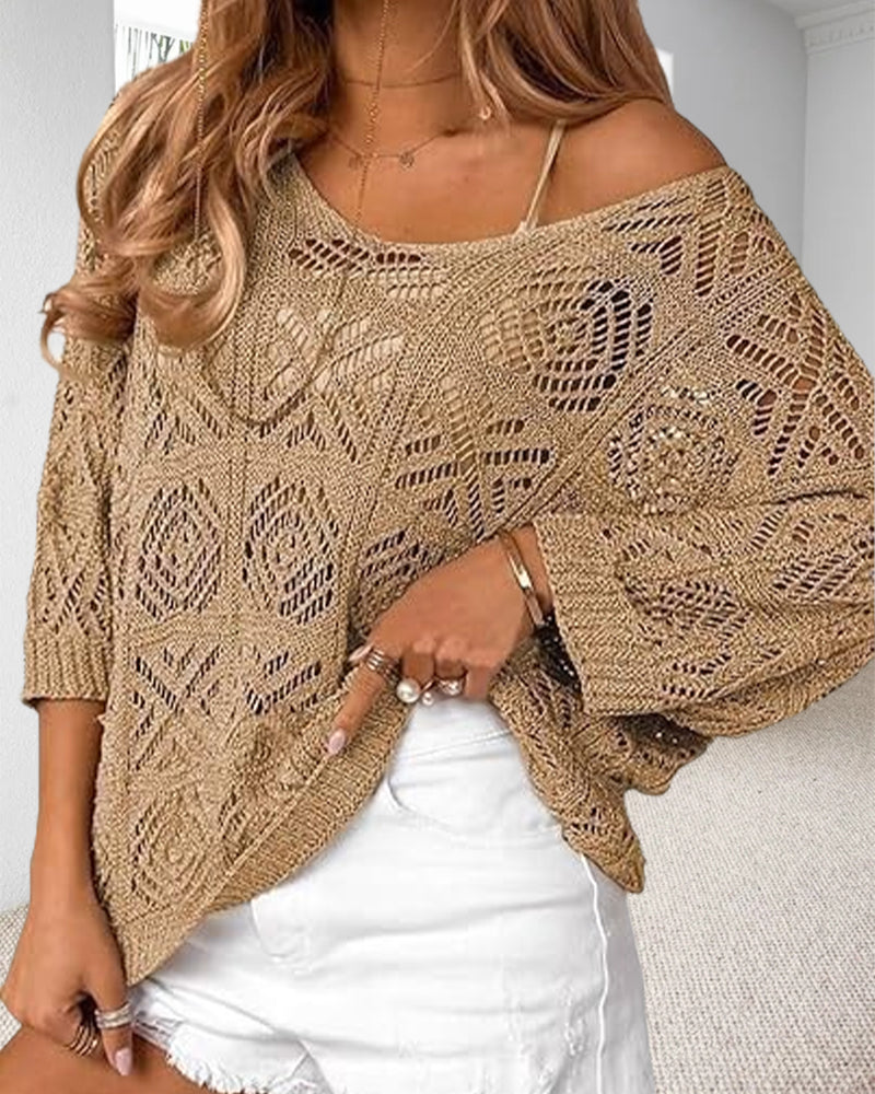 Pullover Hohler Ausschnitt 3/4-Arm