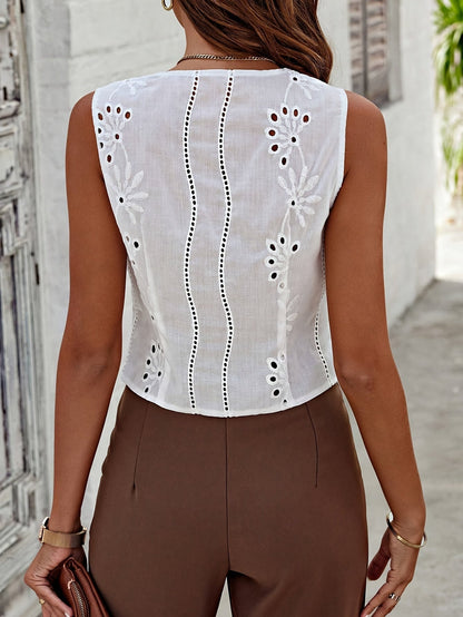 Top blanc broderie - Martina