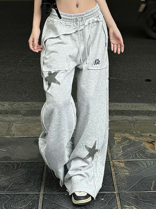 Graue YK2 Sternenprint Sweatpants