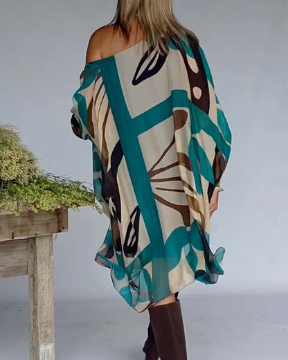 Kleid asymmetrischer Print locker lässig