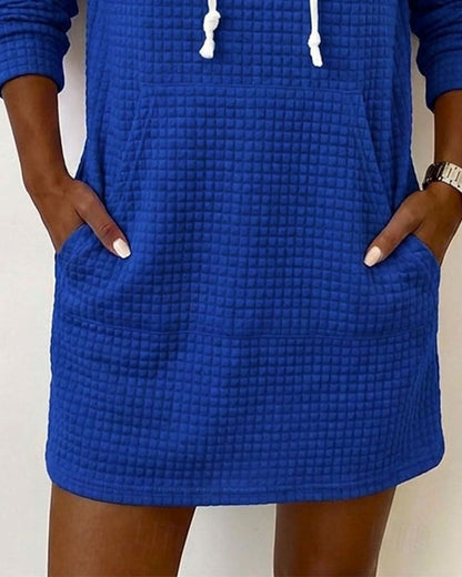 Kleid Waffel Kapuze Sweatshirt