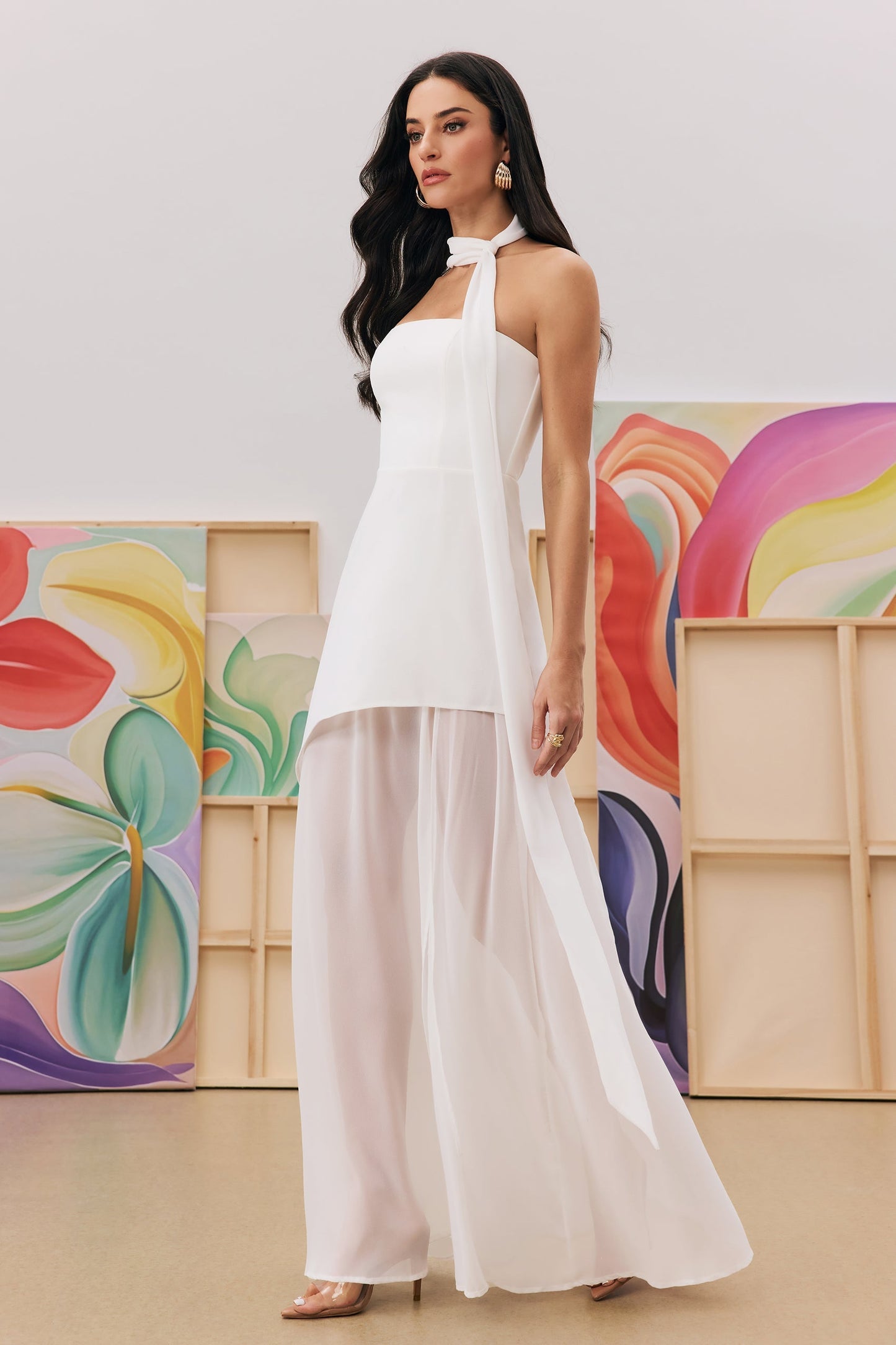 Maxi Dress with Side Slit and Halter Neck for Women - Orsola