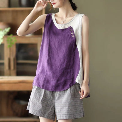 Sleeveless Button Detail Tank Top for Women - Lea
