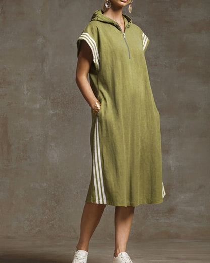 Kleid mit Kapuze Colorblock Casual