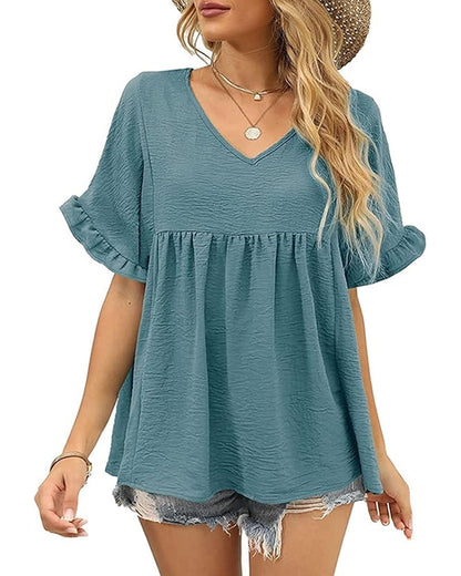 Bluse Lässig Rüsche Loose Fit