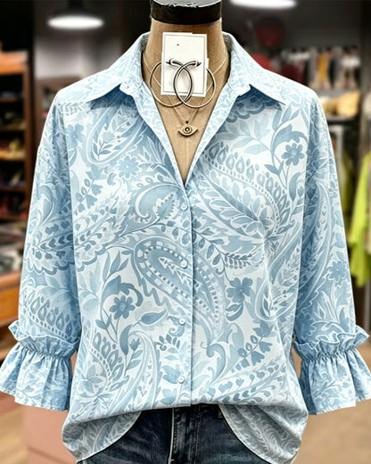 Bluse Laternenärmel bedruckt