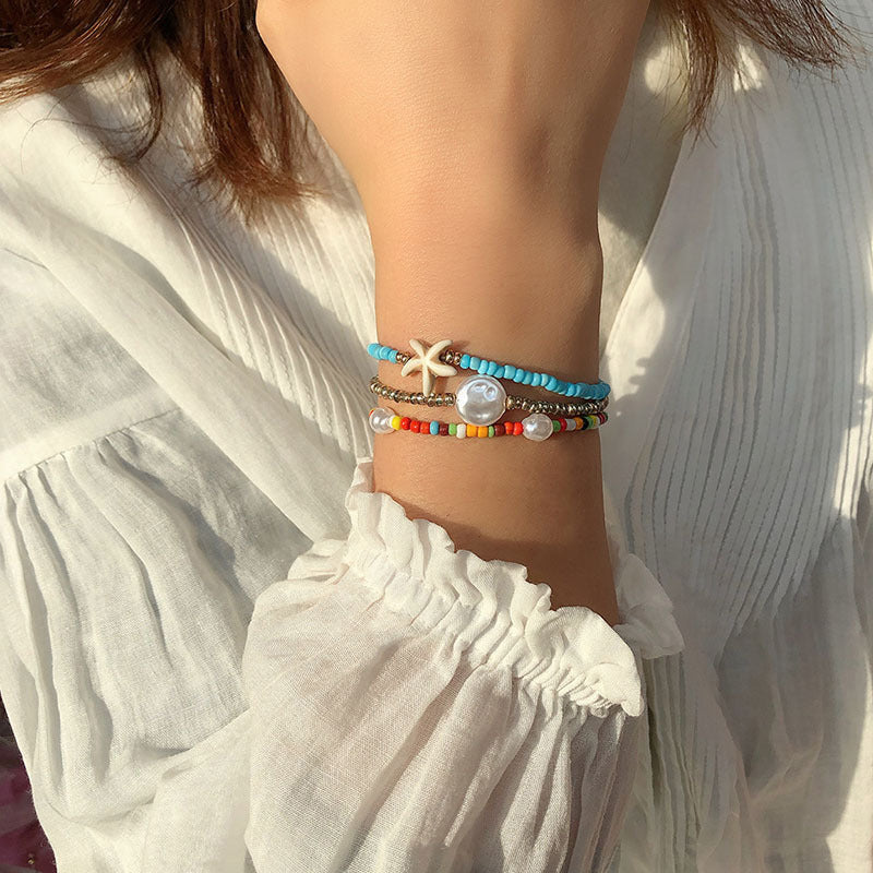 Boho-Perlenarmband-Set Mehrfarbig