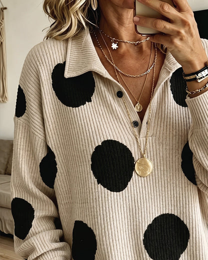 Oberteil Revers Knopf Große Tupfen