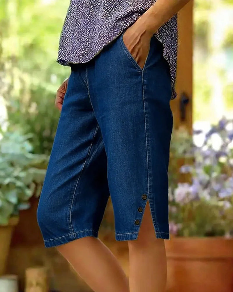 Shorts Gerades Bein Denim Gekürzt