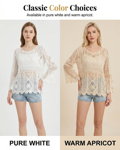 Top Damen Vintage Gehäkelt Hohl Aus Abdeckung