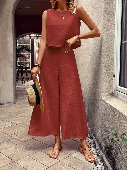 Red wide leg set - Sophie