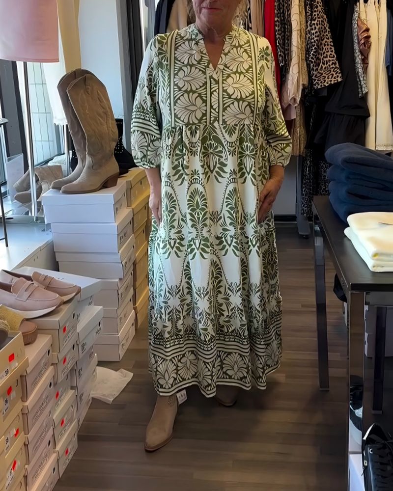 Kleid mit Blumenmuster und V-Ausschnitt