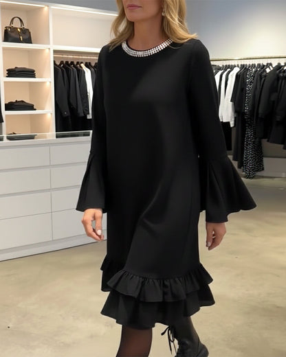 Kleid Schirmärmel Hotfix Strassstein gerade