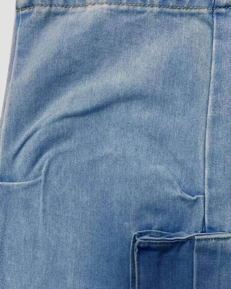 Jeans Herren Locker Solid Klappe Tasche Cargo Denim