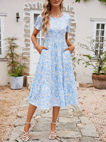 Blue floral dress with ruffles - Mia