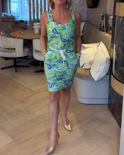 Kleid Ärmellos Figurbetont Träger Cashew Blüte