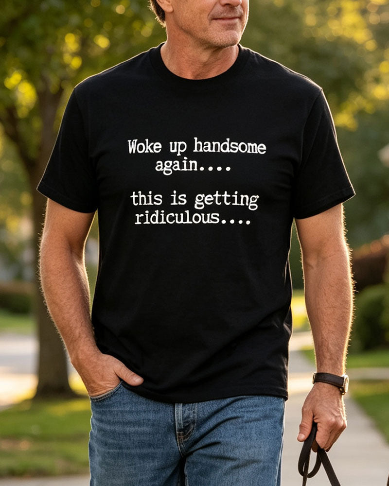 Herren T-Shirt Buchstabe Druck Rundhals