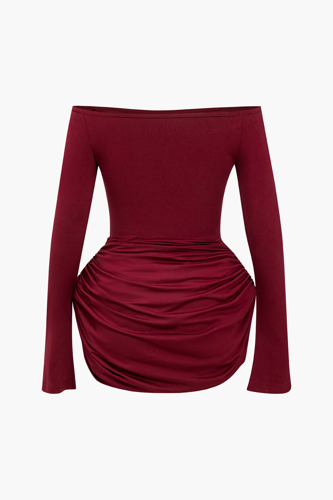 Einfarbiges Y2k Rüschen Off Shoulder Mini Kleid