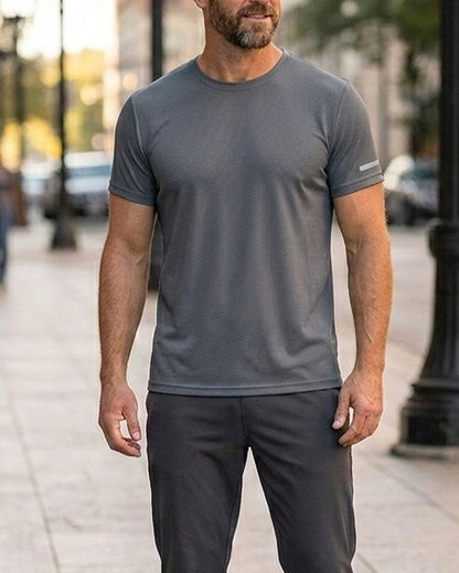 Herren T-Shirt Einfarbig Kurzarm Sportlich