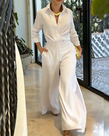 Bluse Revers Unifarben Vielseitig