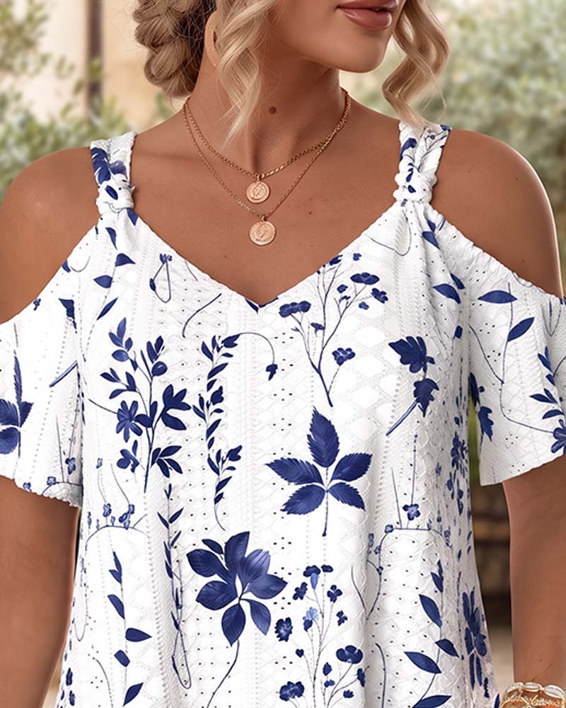 T-Shirt Träger V-Ausschnitt Off-Shoulder Lässig