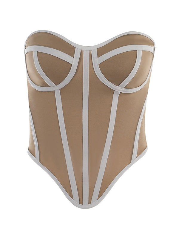 Kontrastfarbenes Y2k Corsagen Top mit Unregelmäßigem Saum