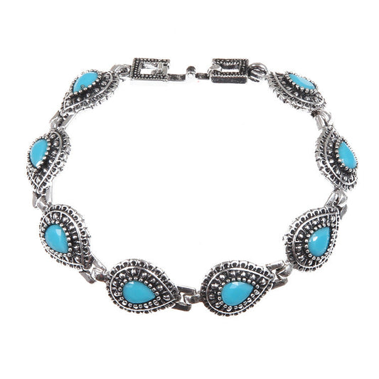 Vintage Naturstein-Wassertropfen-Armband Blau