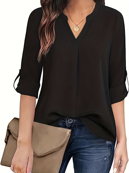 Navy Blue Elegant Blouse - Isabella