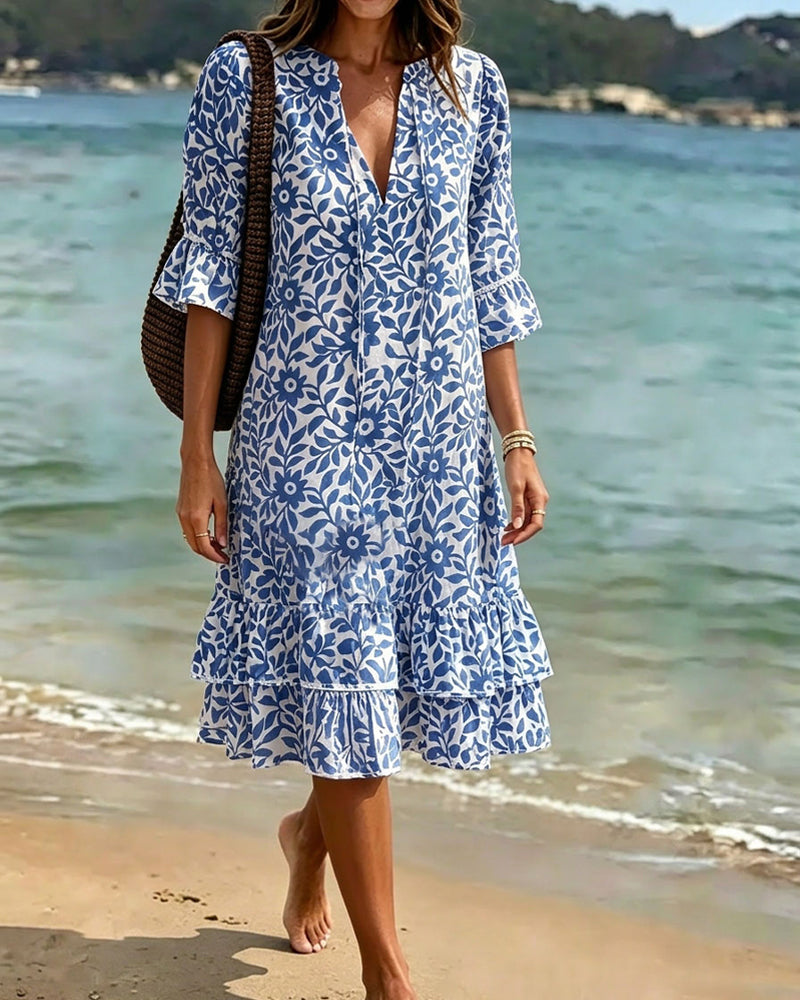 Kleid Halbärmel Rüschen