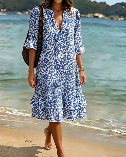 Kleid Halbärmel Rüschen