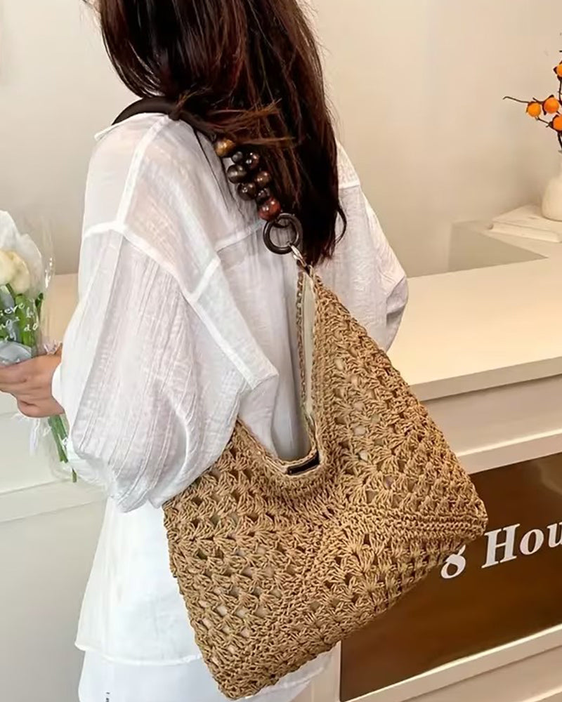 Tasche Ein Schulter Stroh