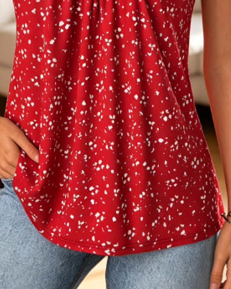 Tanktop Kleiner Blumenprint Ärmellos Spitze