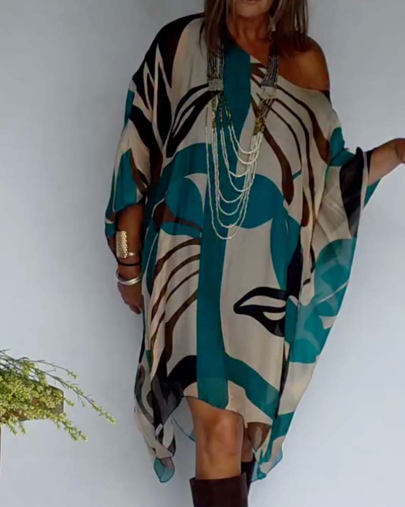Kleid asymmetrischer Print locker lässig