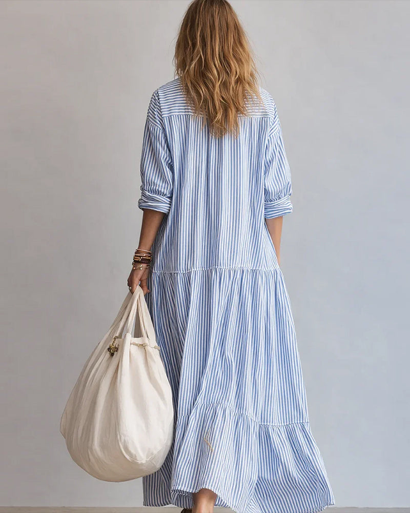 Kleid Modisch Gestreift Lang