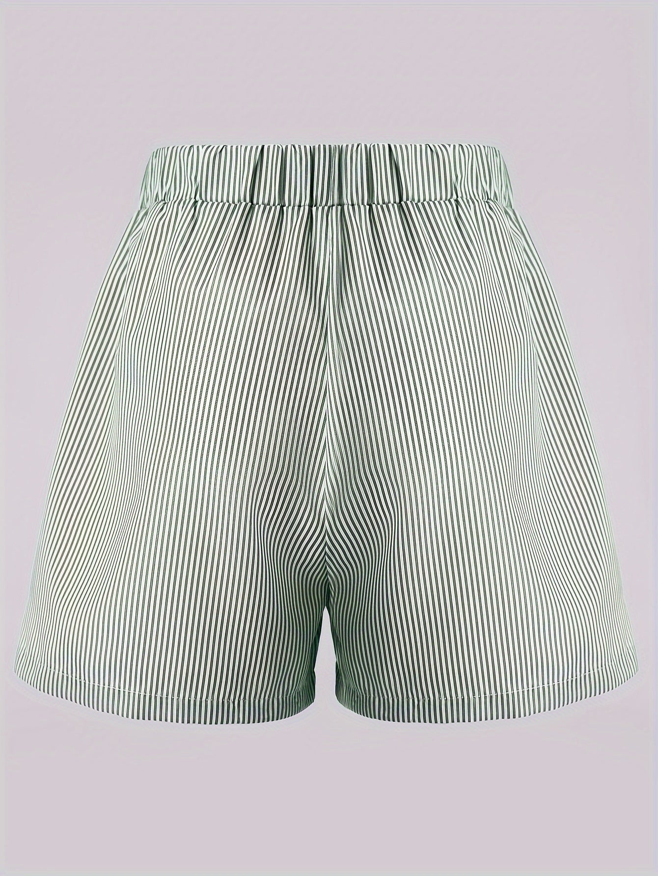 Striped Pink Shorts with Elastic Waistband - Ava