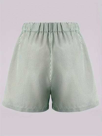 Striped Pink Shorts with Elastic Waistband - Ava