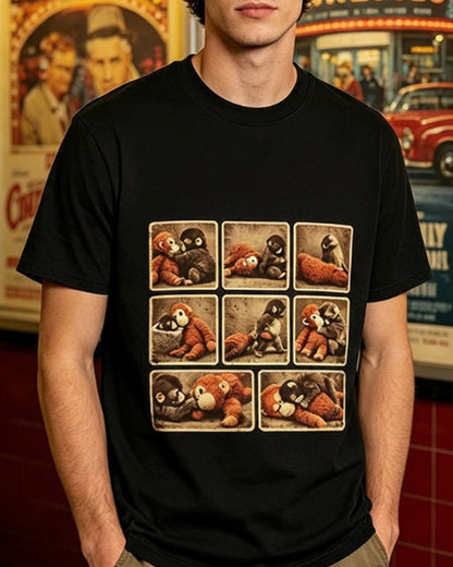 T-Shirt Vintage Affenprint Kurzarm