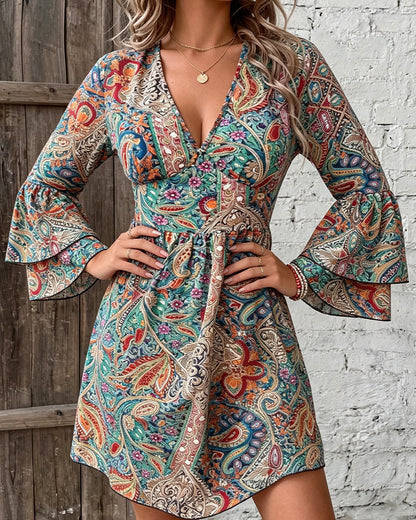 Kleid V-Ausschnitt Urlaub Bohemian